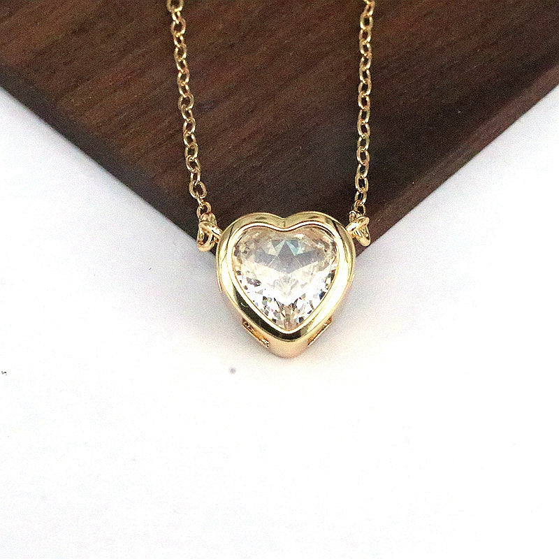 Ig Style Elegant Fashion Heart Shape Copper Inlay Zircon Necklace