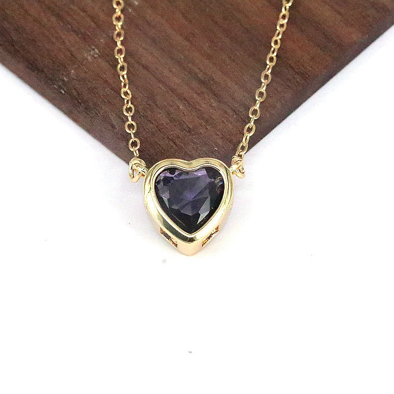 Ig Style Elegant Fashion Heart Shape Copper Inlay Zircon Necklace