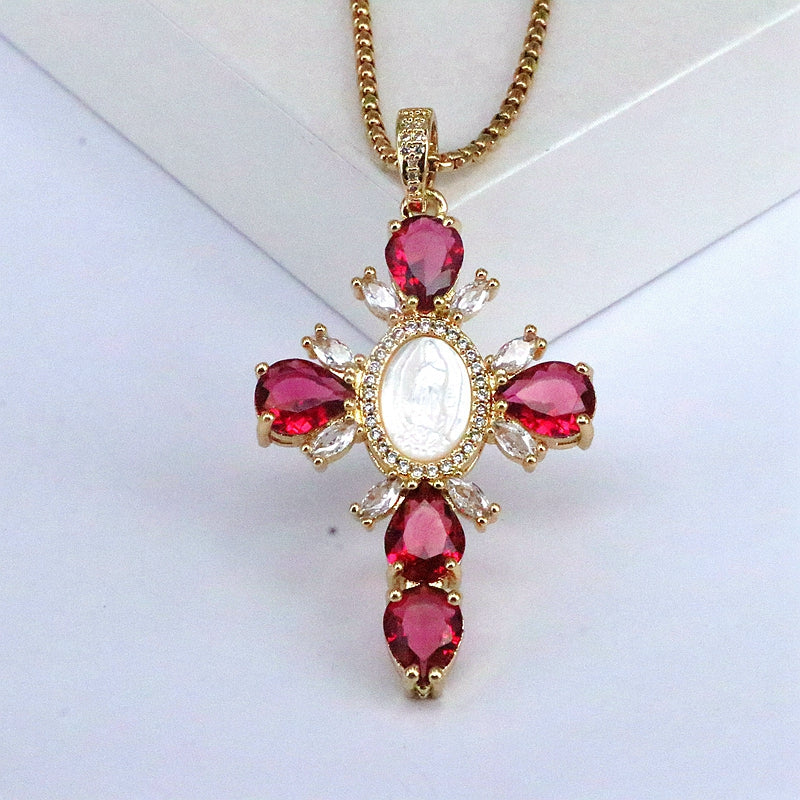 Vintage Style Simple Style Cross Metal Inlay Zircon Women's Necklace