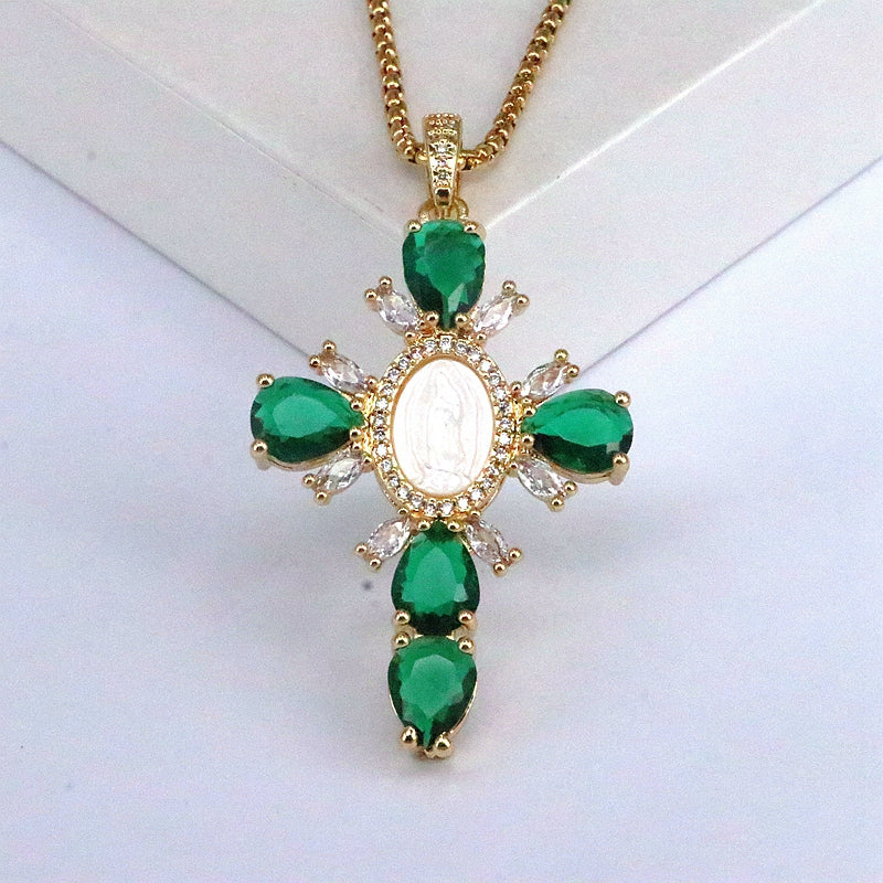 Vintage Style Simple Style Cross Metal Inlay Zircon Women's Necklace