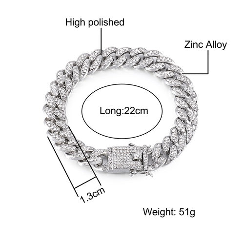 Hip-hop Solid Color Zinc Alloy Plating Inlay Rhinestones Men's Bracelets