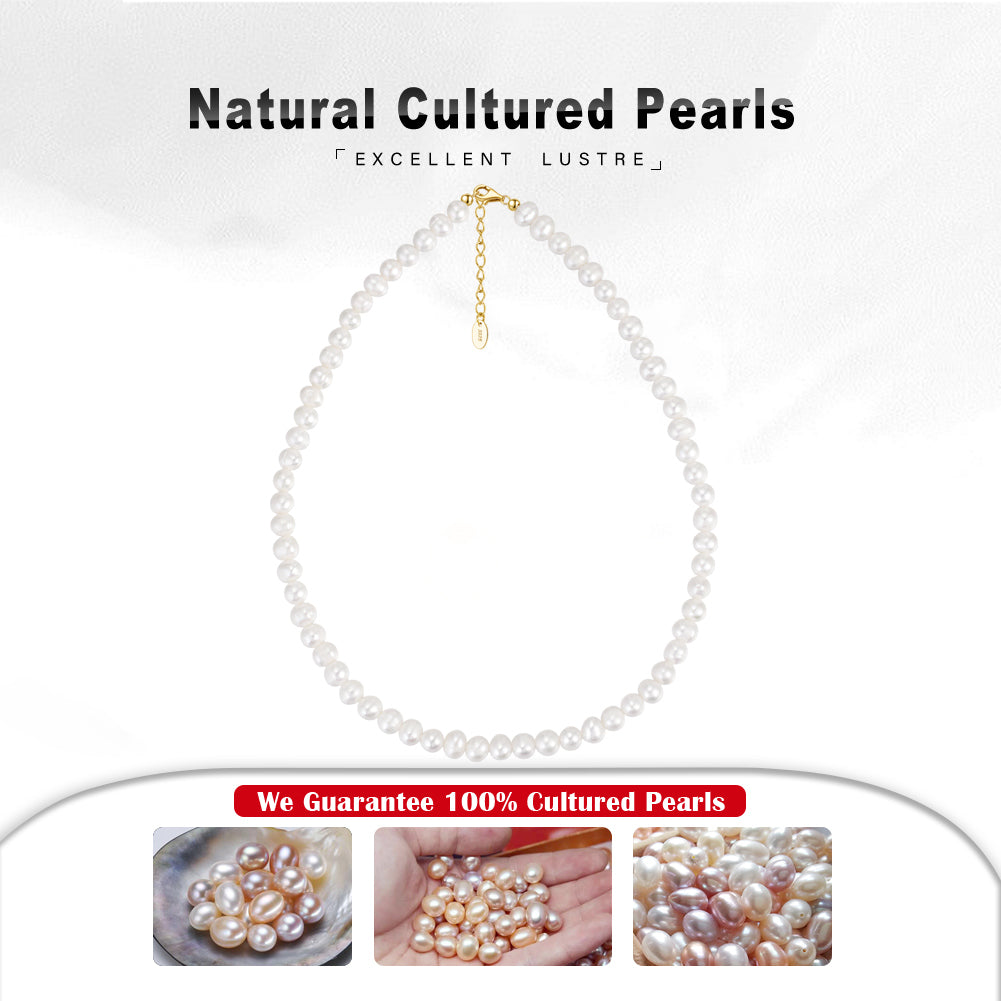 Retro Round Freshwater Pearl Sterling Silver Plating 14k Gold Plated Silver Plated Necklace