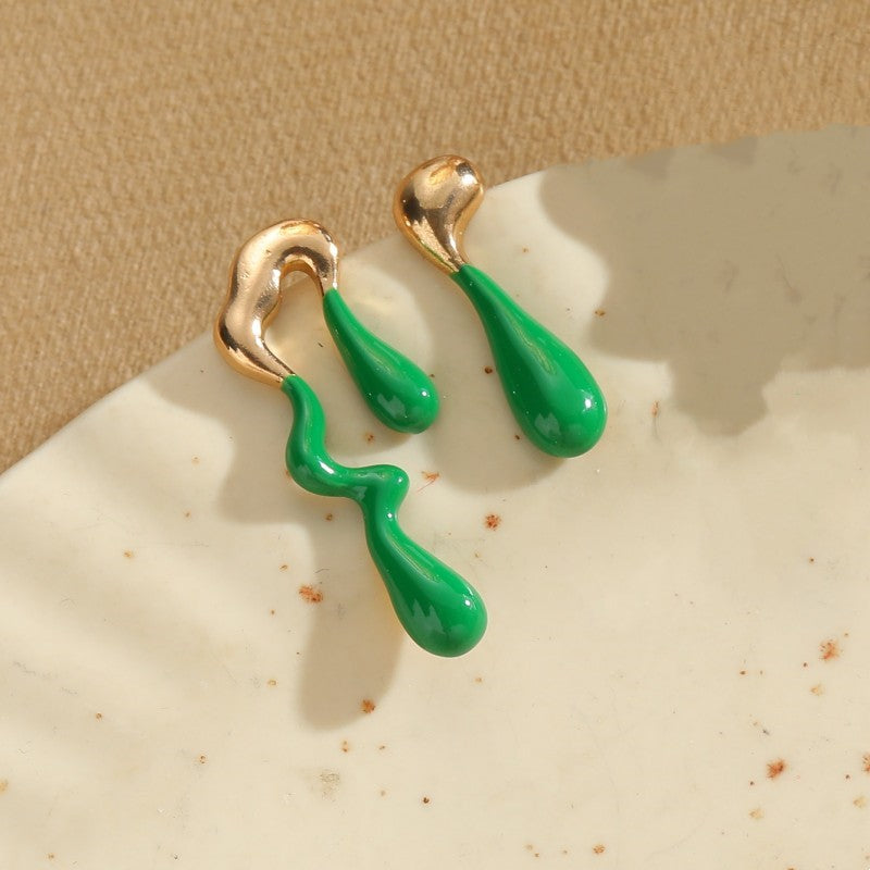 1 Pair Retro Color Block Plating Alloy Gold Plated Drop Earrings