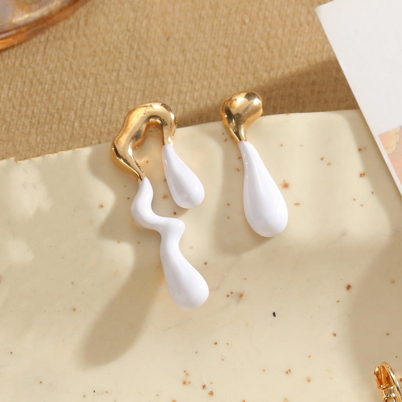 1 Pair Retro Color Block Plating Alloy Gold Plated Drop Earrings