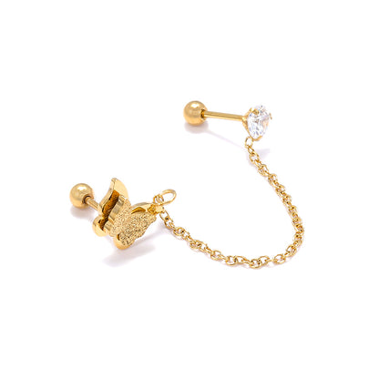 1 Piece Simple Style Butterfly Plating Inlay Stainless Steel Zircon 14k Gold Plated Ear Cuffs