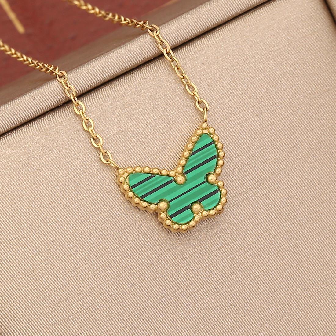 Lady Classic Style Butterfly Stainless Steel Plating Pendant Necklace