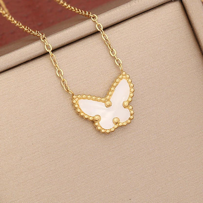 Lady Classic Style Butterfly Stainless Steel Plating Pendant Necklace