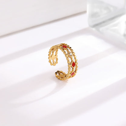 Modern Style C Shape Titanium Steel Polishing Plating 18k Gold Plated Open Rings