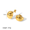 1 Pair Simple Style C Shape Oval Polishing Plating Stainless Steel 18k Gold Plated Ear Studs