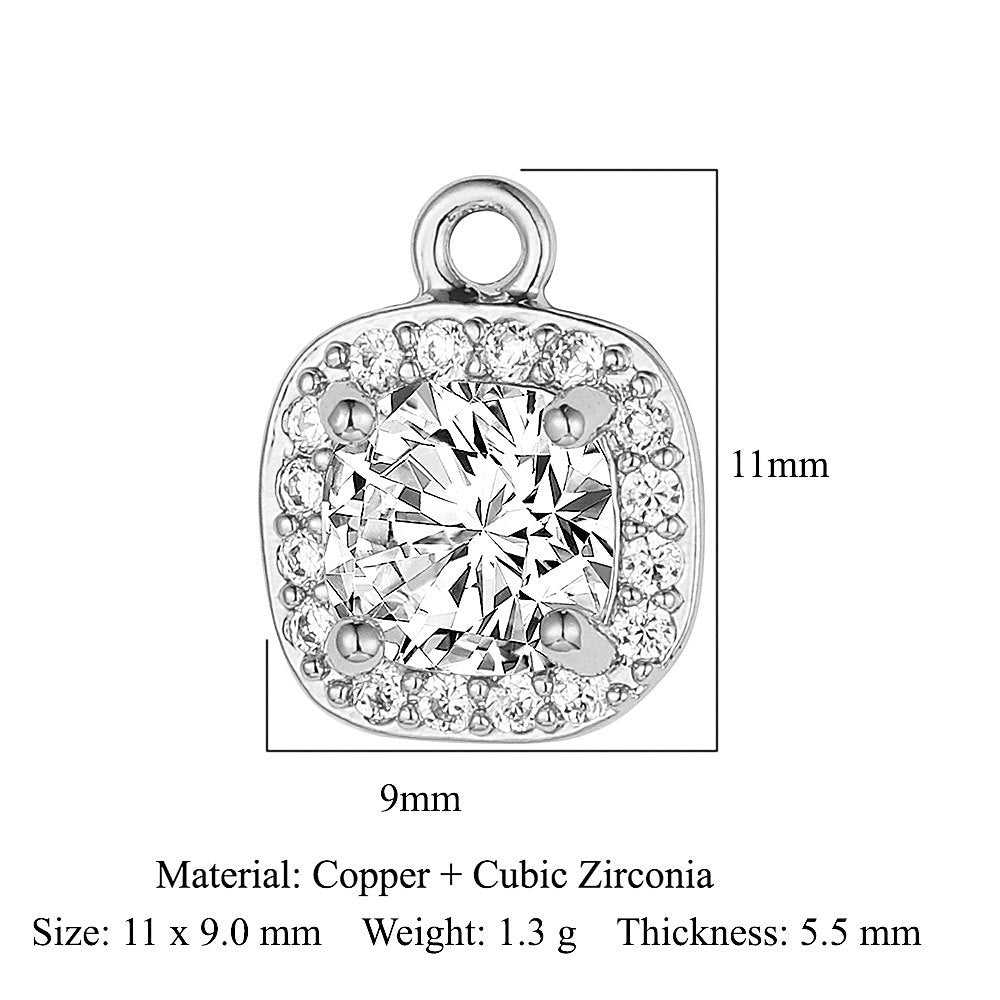 Modern Style Round Square Copper Zircon Charms In Bulk