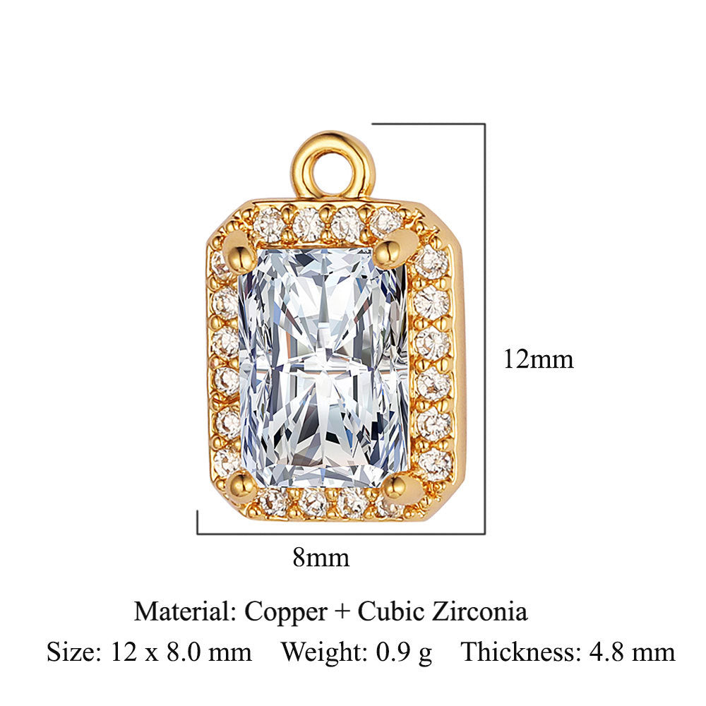 Modern Style Round Square Copper Zircon Charms In Bulk