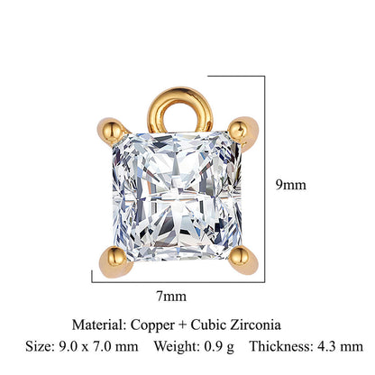 Modern Style Round Square Copper Zircon Charms In Bulk