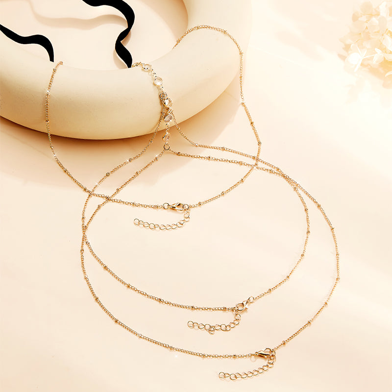 Y2k Vacation Beach Solid Color Alloy Plating Chain Inlay Glass 14k Gold Plated Women's Body Chain