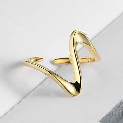 Wholesale Hip-hop Modern Style Waves Stainless Steel Plating 18k Gold Plated Open Rings