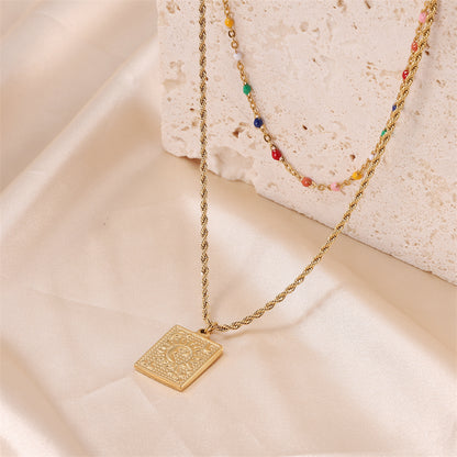 Casual Hip-hop Vintage Style Geometric Stainless Steel Plating 18k Gold Plated Double Layer Necklaces