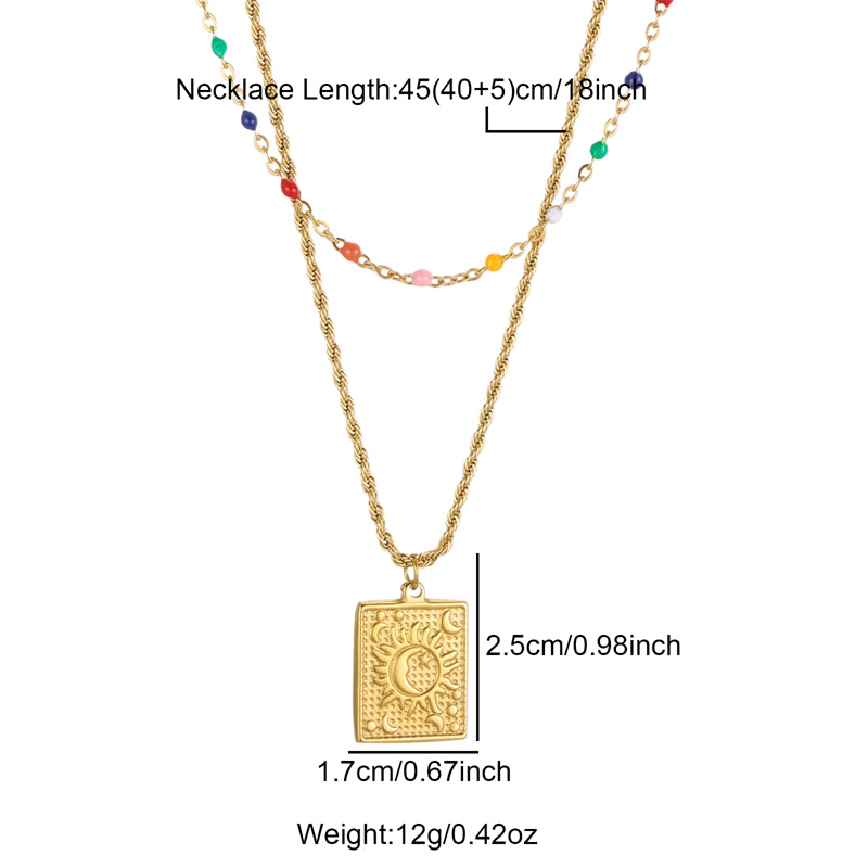 Casual Hip-hop Vintage Style Geometric Stainless Steel Plating 18k Gold Plated Double Layer Necklaces