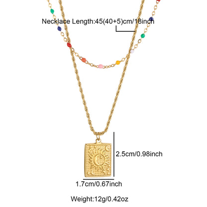 Casual Hip-hop Vintage Style Geometric Stainless Steel Plating 18k Gold Plated Double Layer Necklaces