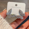 1 Pair Simple Style Butterfly Inlay Copper Zircon Ear Studs