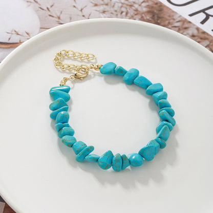 Beach Geometric Natural Stone Turquoise Irregular Bracelets