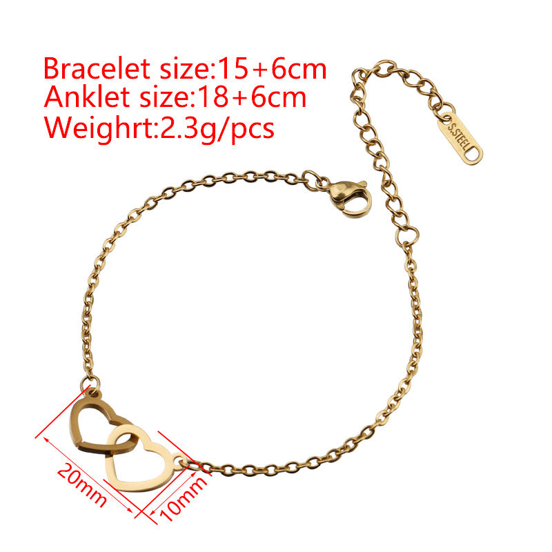 Sweet Heart Shape Stainless Steel Hollow Out 18k Gold Plated Rose Gold Plated Bracelets