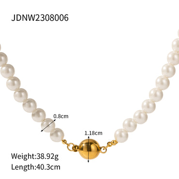 Ig Style Pearl Stainless Steel Beaded Plating 18k Gold Plated Necklace