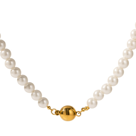 Ig Style Pearl Stainless Steel Beaded Plating 18k Gold Plated Necklace