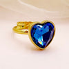 Elegant Lady Classic Style Heart Shape Stainless Steel Gold Plated Zircon Open Rings In Bulk