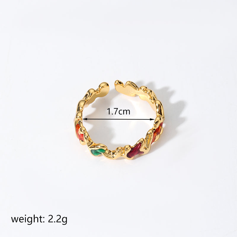 Ig Style Elegant Irregular Copper Painted Plating 18k Gold Plated Open Rings