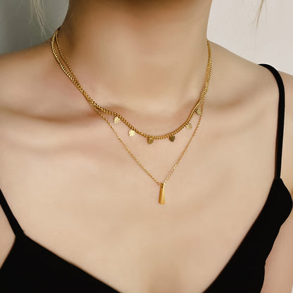 Simple Style Streetwear Geometric Titanium Steel Plating 18k Gold Plated Layered Necklaces