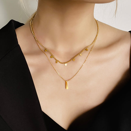 Simple Style Streetwear Geometric Titanium Steel Plating 18k Gold Plated Layered Necklaces