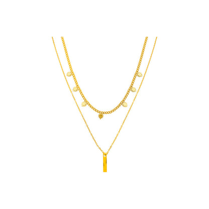 Simple Style Streetwear Geometric Titanium Steel Plating 18k Gold Plated Layered Necklaces