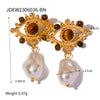 1 Pair Simple Style Devil's Eye Plating Inlay Stainless Steel Pearl 18k Gold Plated Drop Earrings