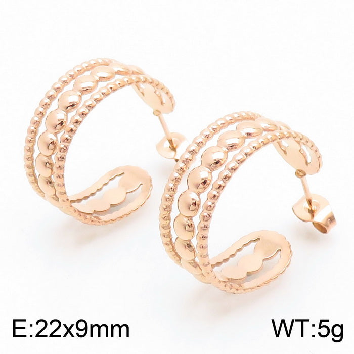 1 Pair Bridal Shiny C Shape Plating Stainless Steel 18k Gold Plated Ear Studs