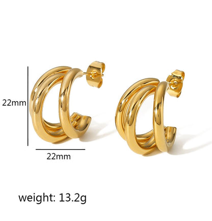 1 Pair Simple Style U Shape Plating Stainless Steel 18k Gold Plated Ear Studs