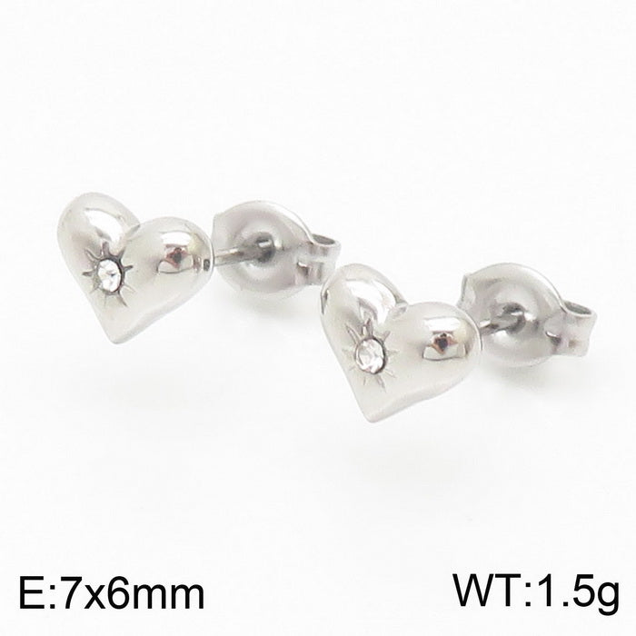 1 Pair Bridal Shiny Heart Shape Plating Stainless Steel 18k Gold Plated Drop Earrings Ear Studs