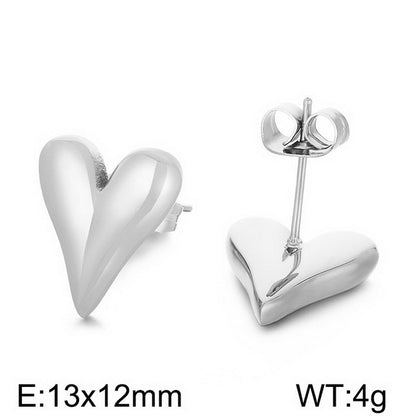 1 Pair Bridal Shiny Heart Shape Plating Stainless Steel 18k Gold Plated Drop Earrings Ear Studs