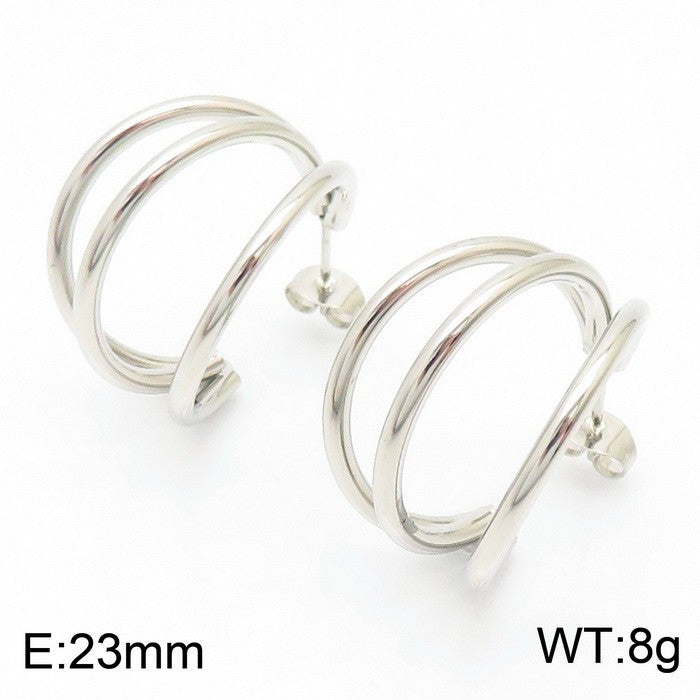 1 Pair Bridal Shiny C Shape Plating Stainless Steel 18k Gold Plated Ear Studs