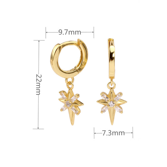 1 Pair Ig Style Star Plating Inlay Sterling Silver Zircon White Gold Plated Gold Plated Drop Earrings