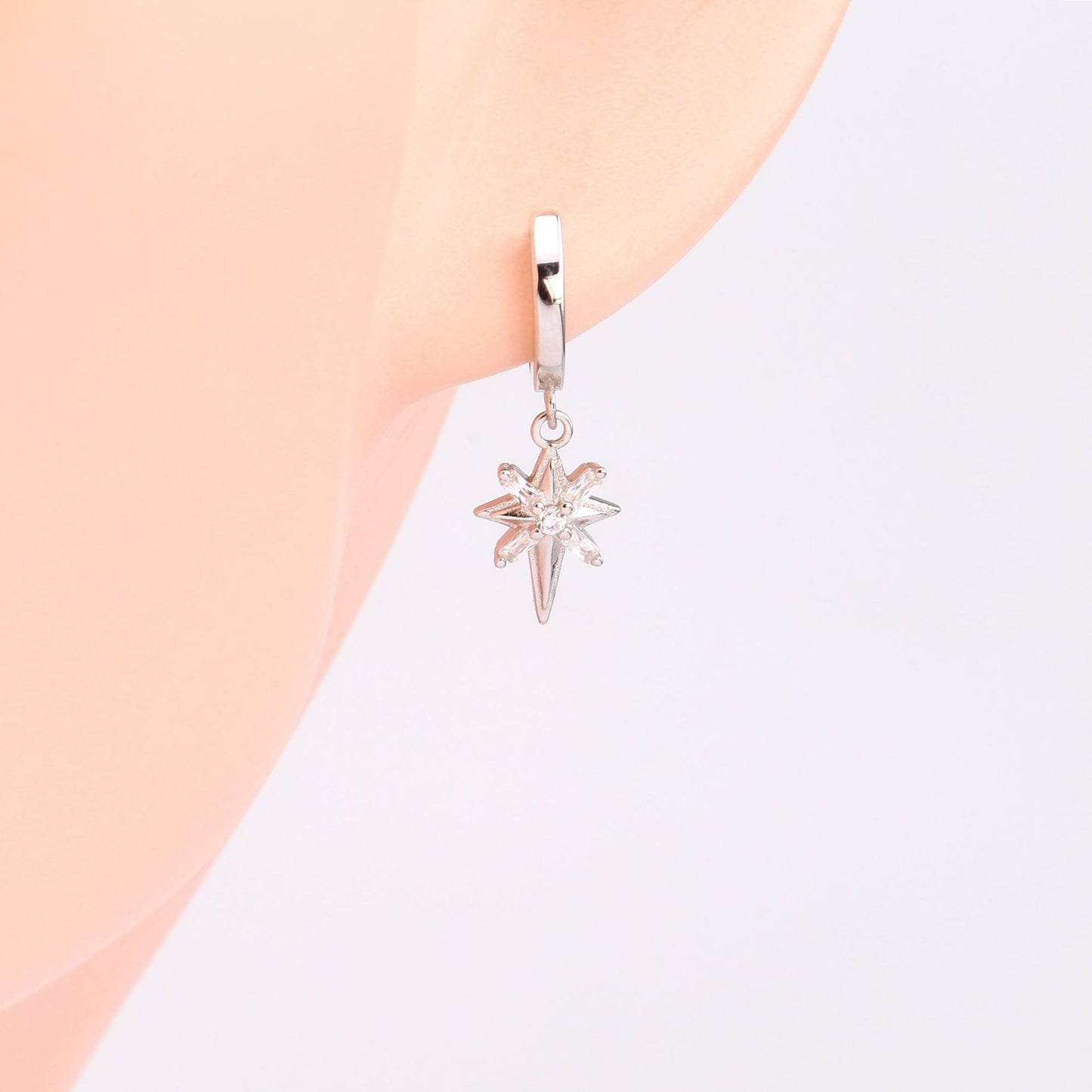 1 Pair Ig Style Star Plating Inlay Sterling Silver Zircon White Gold Plated Gold Plated Drop Earrings