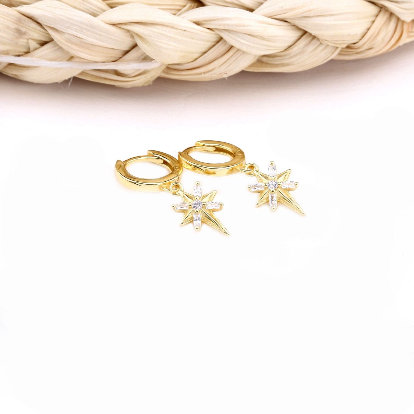 1 Pair Ig Style Star Plating Inlay Sterling Silver Zircon White Gold Plated Gold Plated Drop Earrings