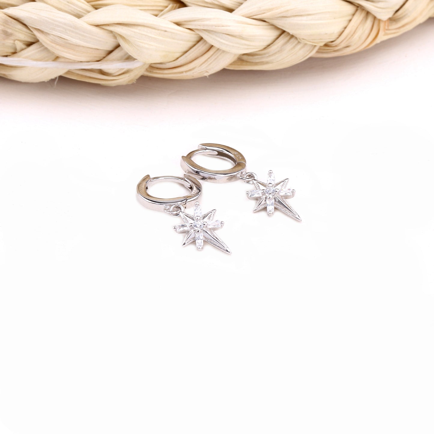 1 Pair Ig Style Star Plating Inlay Sterling Silver Zircon White Gold Plated Gold Plated Drop Earrings