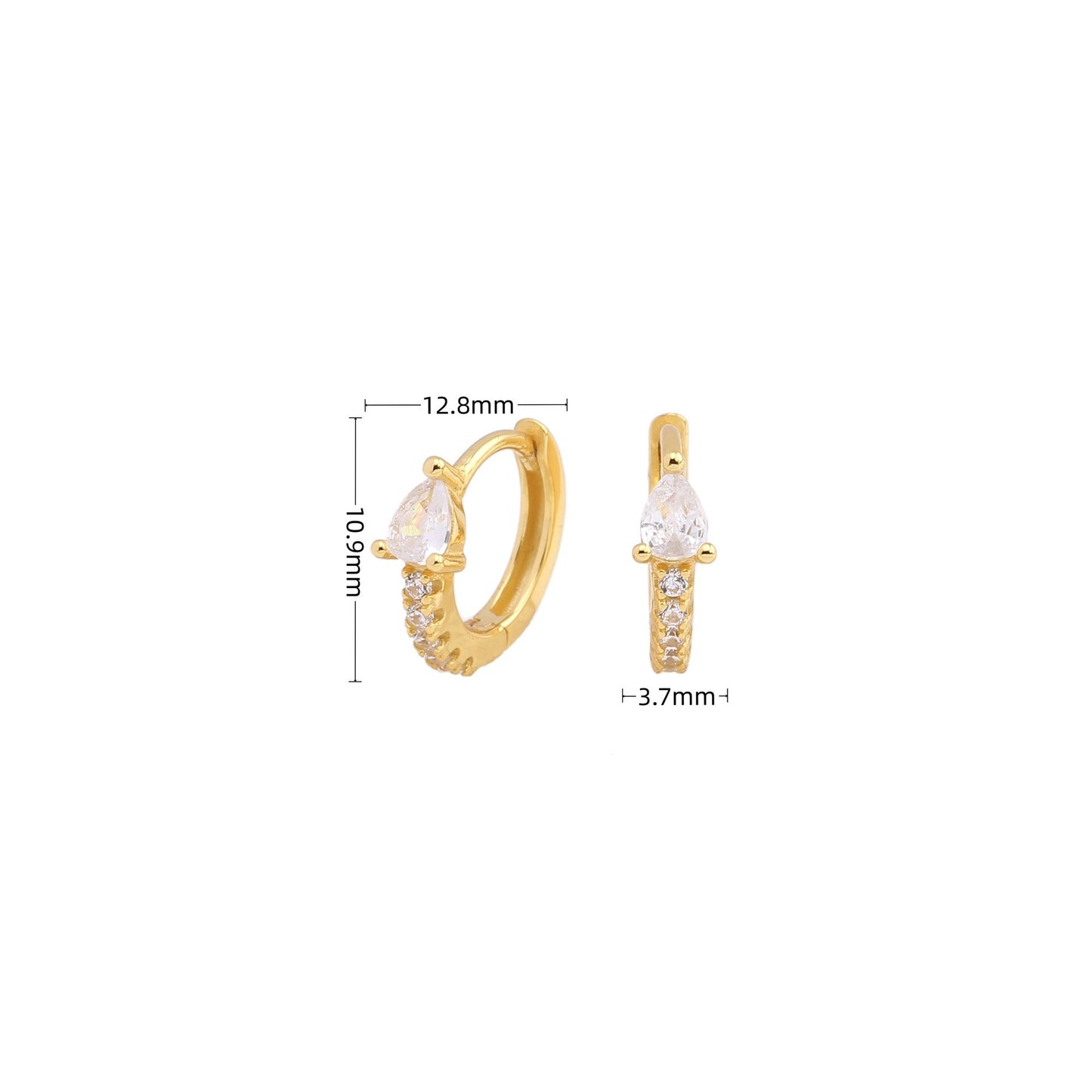 1 Pair Simple Style Water Droplets Plating Inlay Sterling Silver Zircon White Gold Plated Gold Plated Earrings