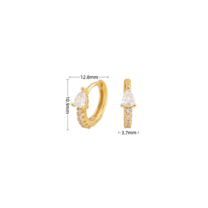 1 Pair Simple Style Water Droplets Plating Inlay Sterling Silver Zircon White Gold Plated Gold Plated Earrings