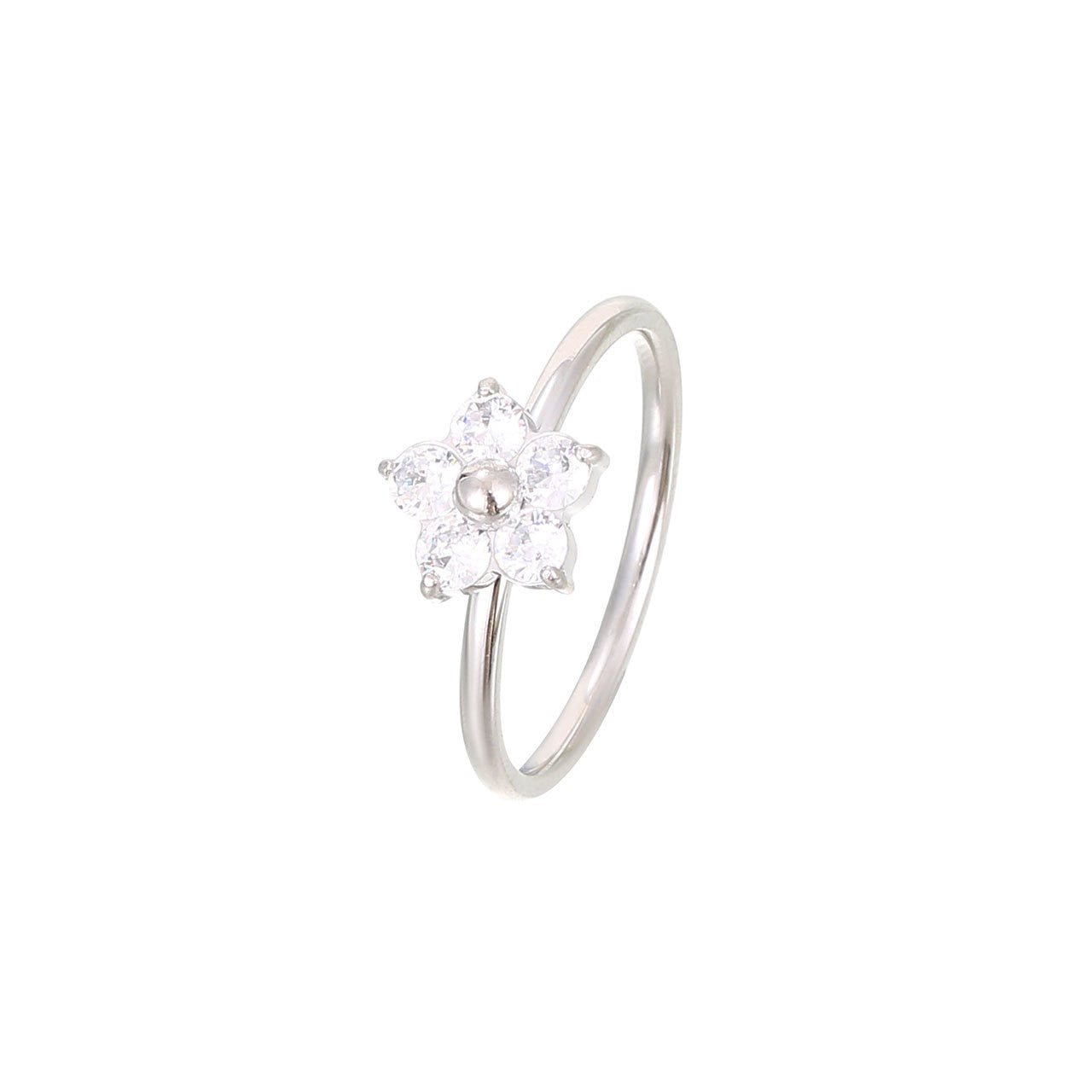 Sweet Simple Style Flower Stainless Steel Plating Inlay Zircon White Gold Plated Gold Plated Rings