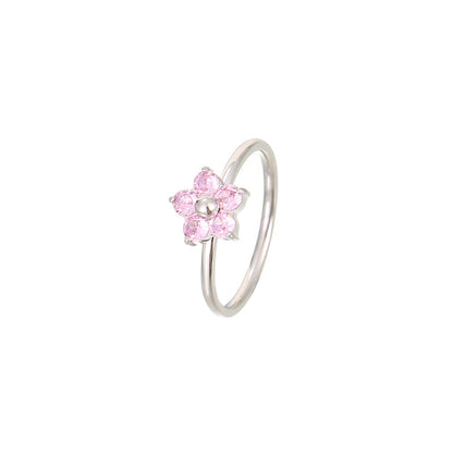 Sweet Simple Style Flower Stainless Steel Plating Inlay Zircon White Gold Plated Gold Plated Rings