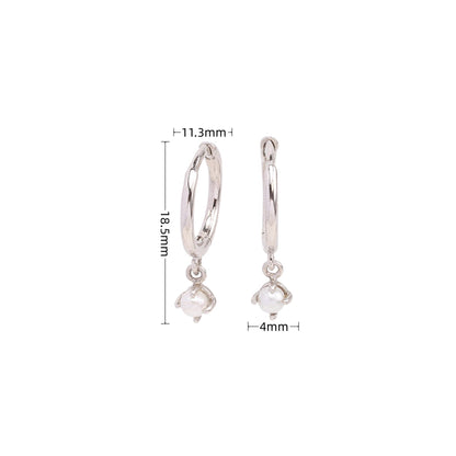 1 Pair Simple Style Round Plating Inlay Sterling Silver Artificial Pearls White Gold Plated Gold Plated Drop Earrings