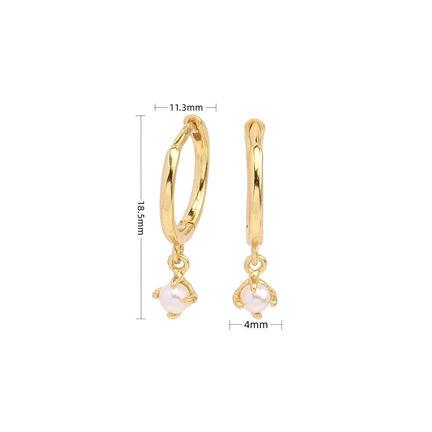 1 Pair Simple Style Round Plating Inlay Sterling Silver Artificial Pearls White Gold Plated Gold Plated Drop Earrings