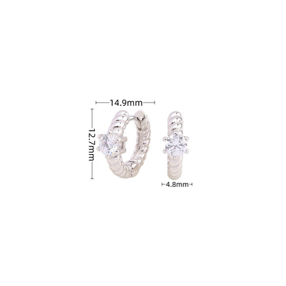 1 Pair Simple Style Shiny Round Plating Inlay Sterling Silver Zircon White Gold Plated Gold Plated Earrings