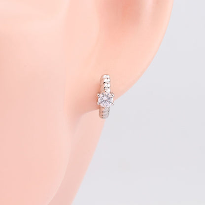 1 Pair Simple Style Shiny Round Plating Inlay Sterling Silver Zircon White Gold Plated Gold Plated Earrings