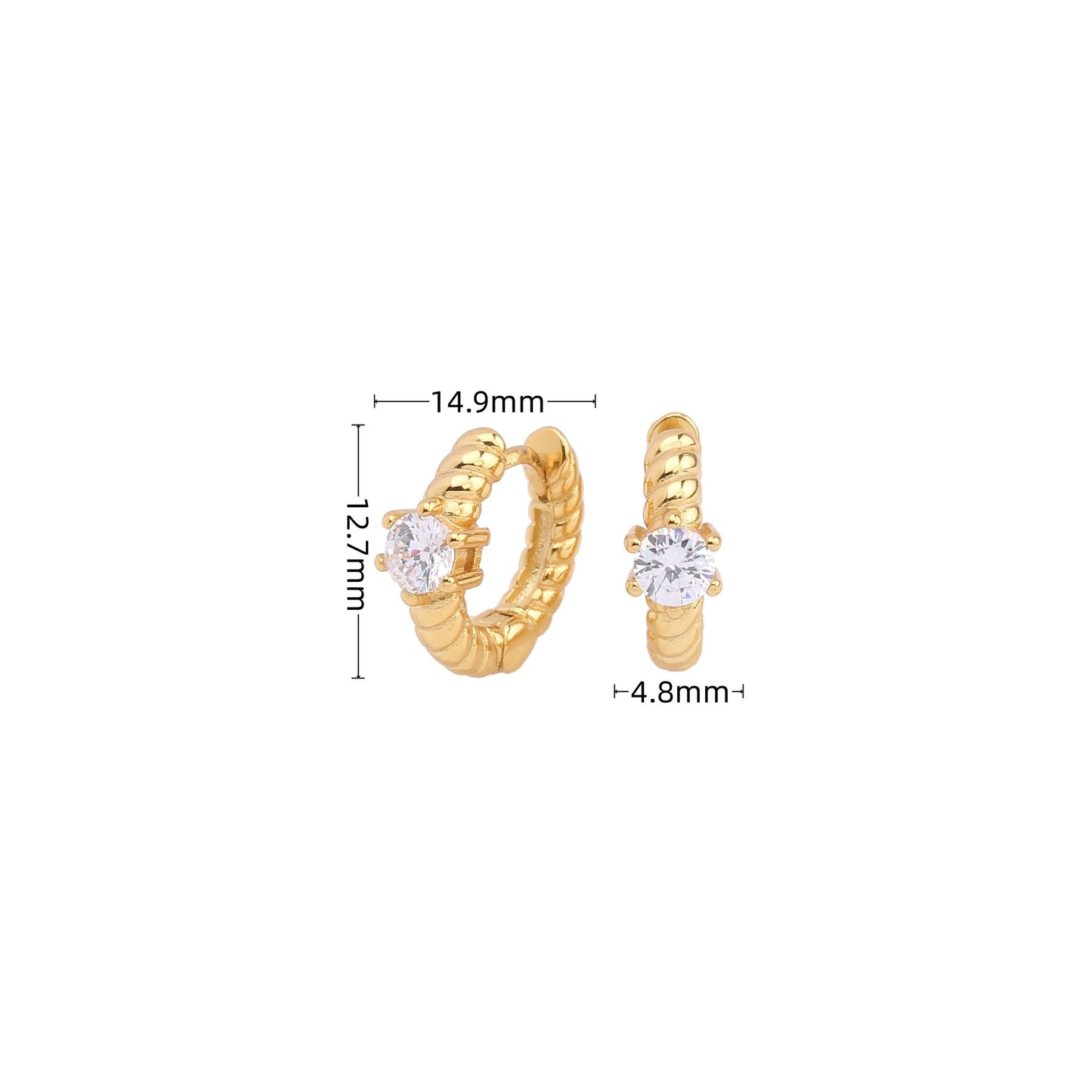 1 Pair Simple Style Shiny Round Plating Inlay Sterling Silver Zircon White Gold Plated Gold Plated Earrings